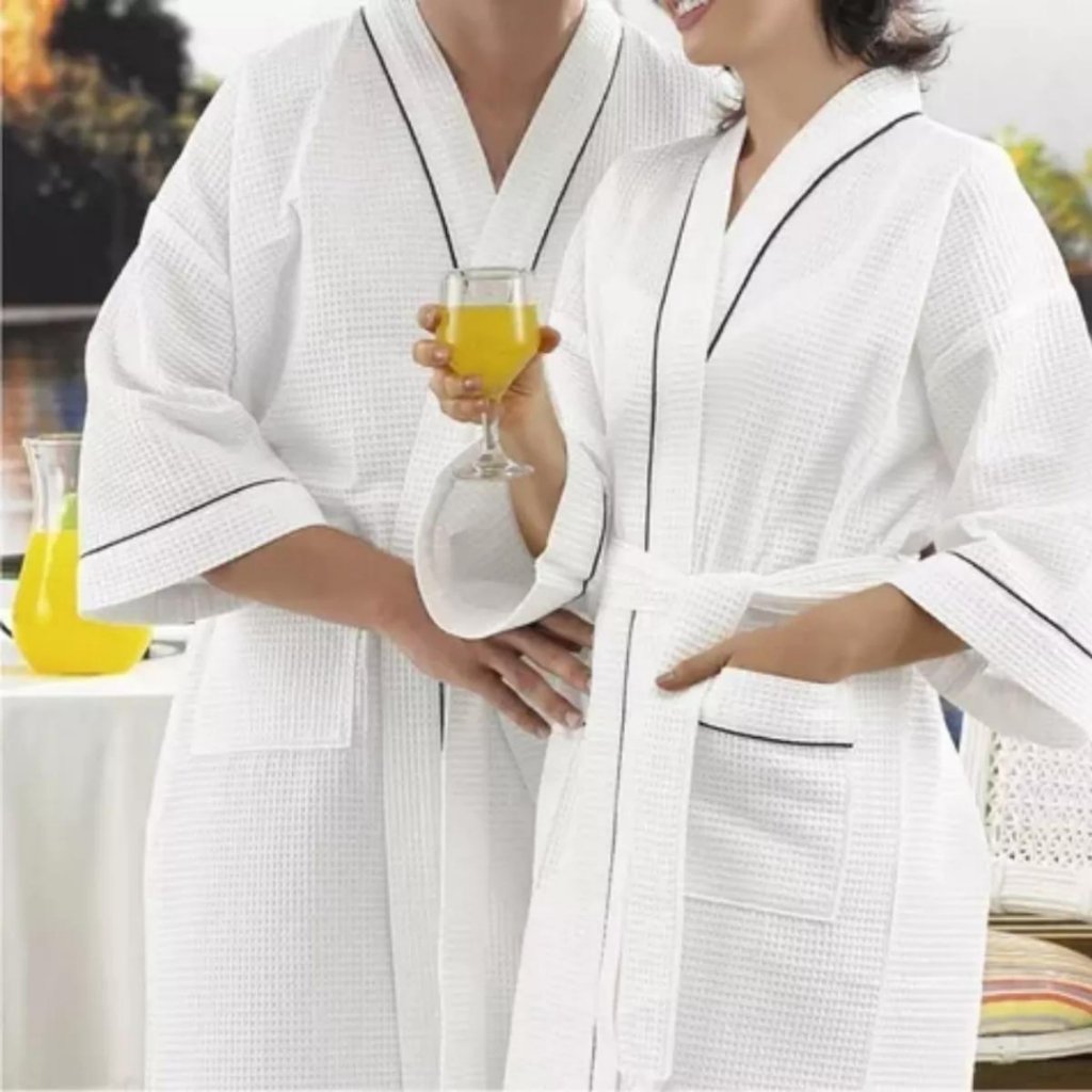 Roup&atilde;o de Banho de Algod&atilde;o Adulto Atoalhado LMPeter Casal