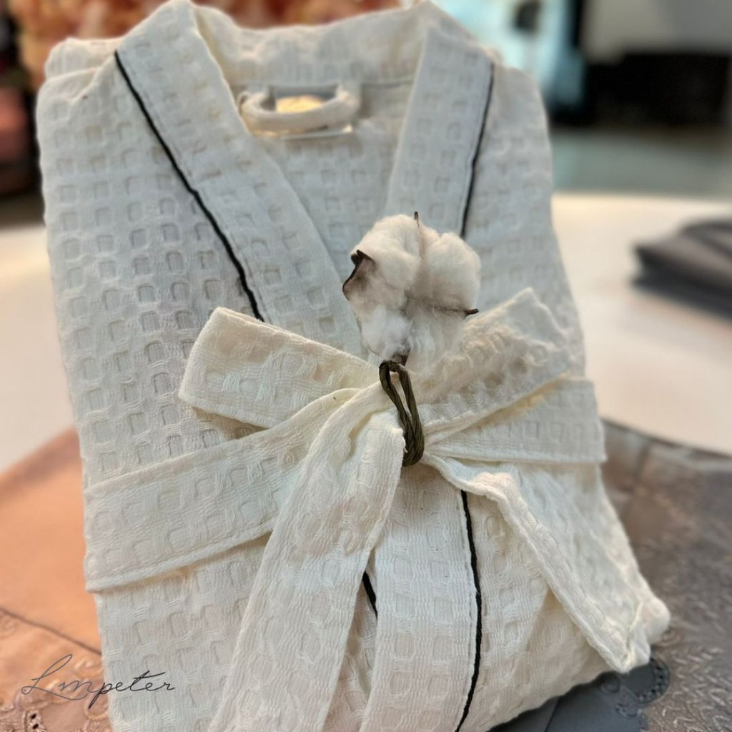 Roup&atilde;o de Banho de Algod&atilde;o Adulto Atoalhado LMPeter Embalagem