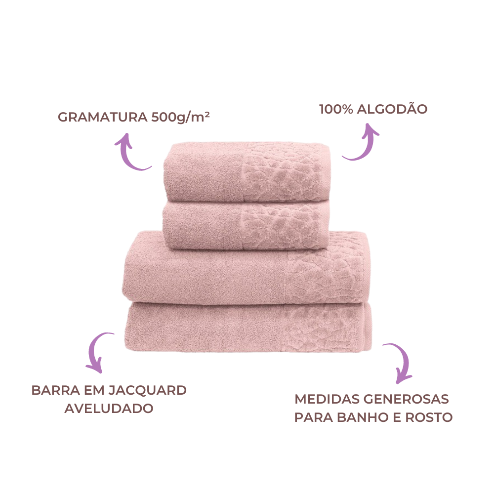 Jogo de Toalhas 4 Pe&ccedil;as D&ouml;hler Confort Detalhes