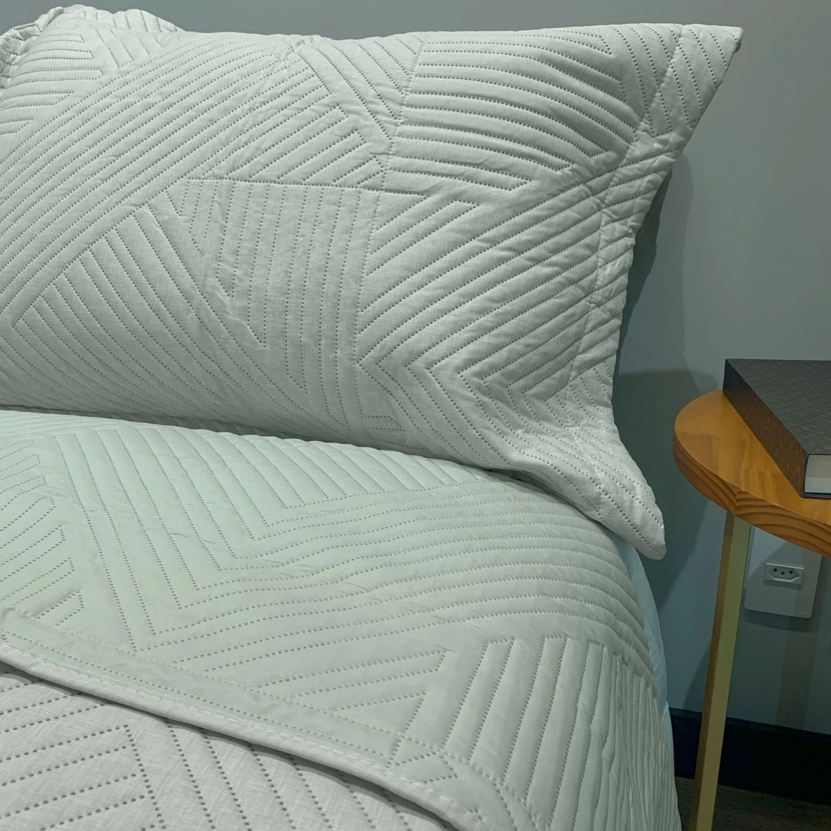 kit colcha cobre leito com porta travesseiro linenn verde