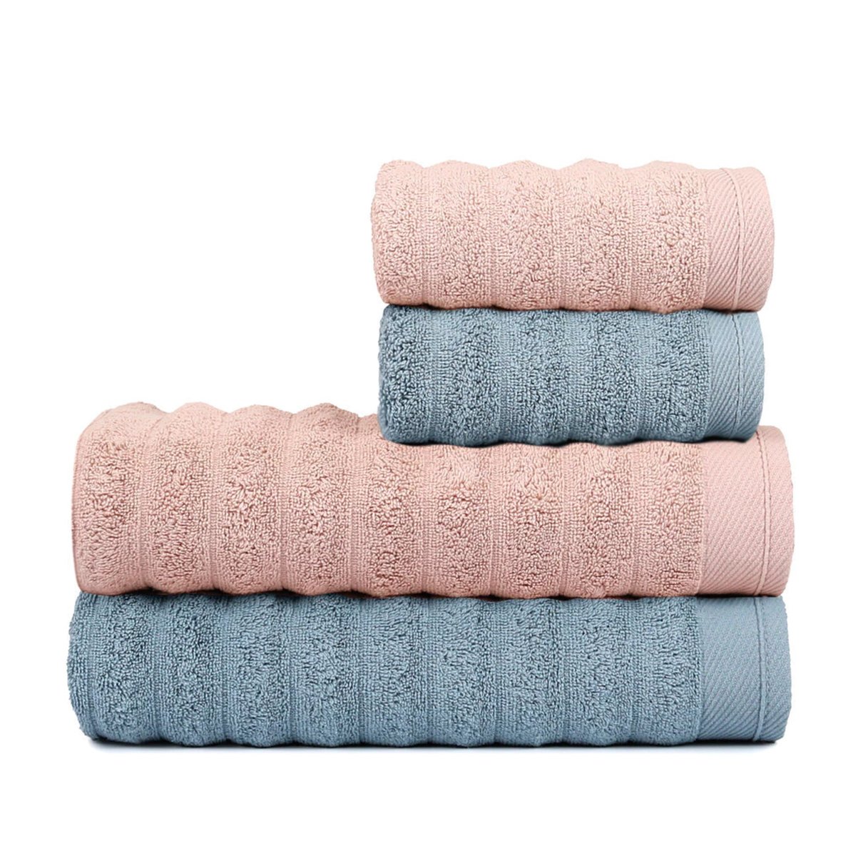 jogo de toalhas 4 pecas aura atlantica rose e azul nublado