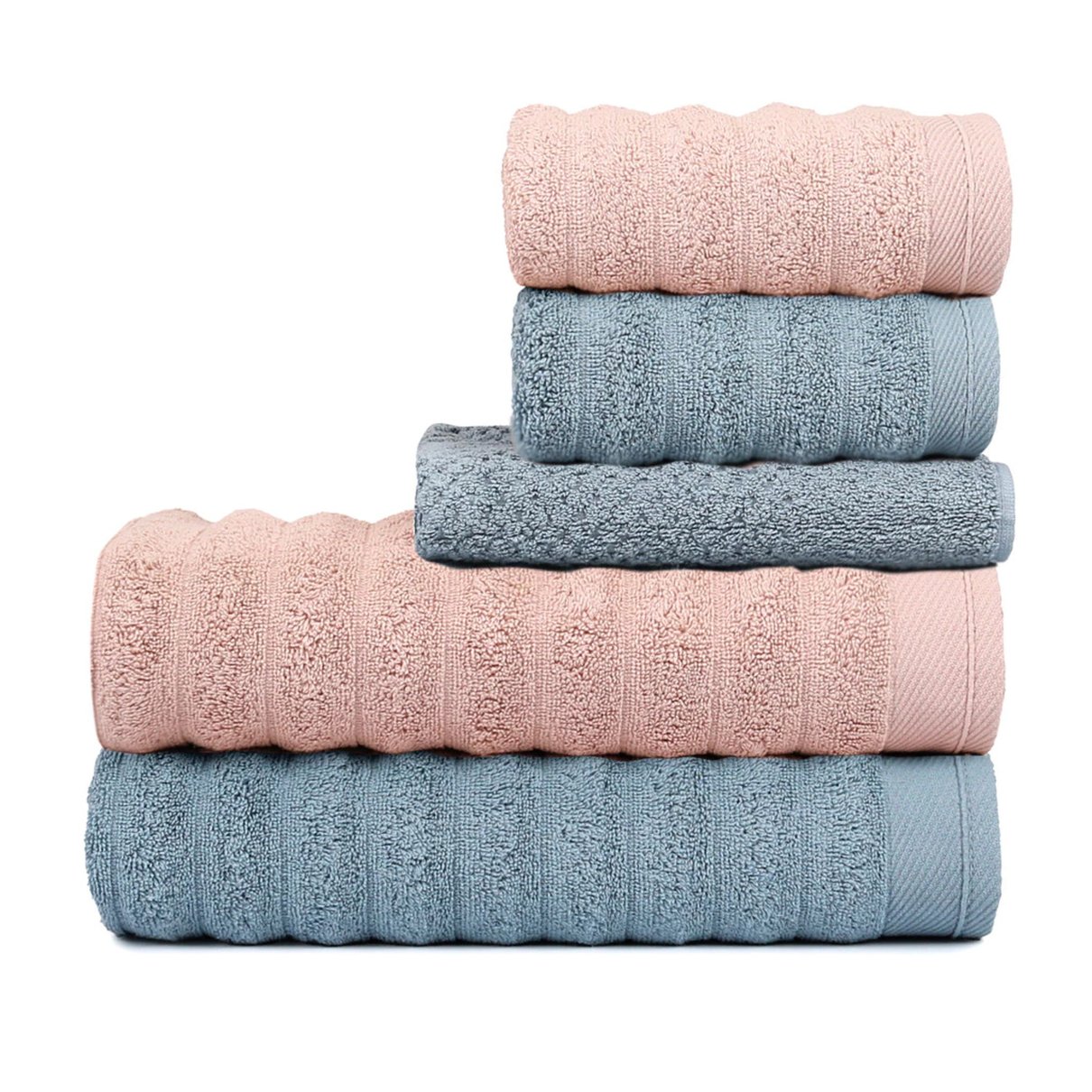 jogo de toalhas 5 pecas aura atlantica rose e azul nublado