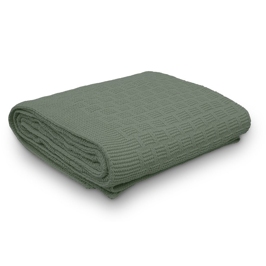 Manta Decorativa Tricot Golden Appel 100% Algodão - Verde Sálvia