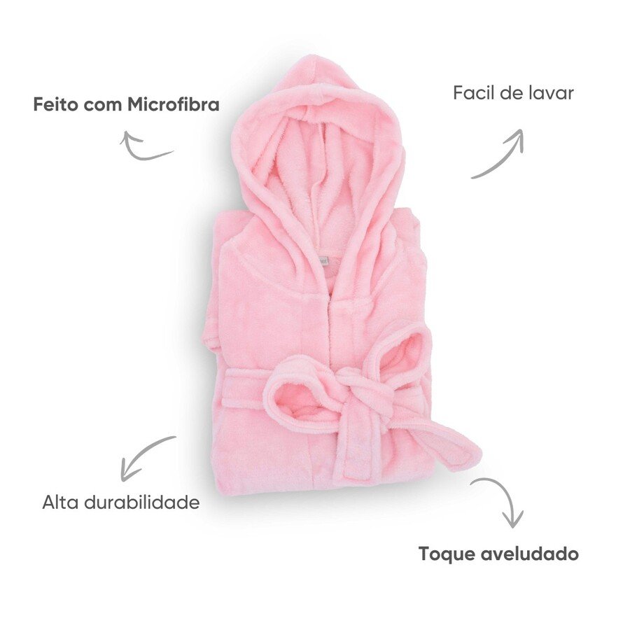 roupao microfibra flannel casual kids appel ambiente setas rosa