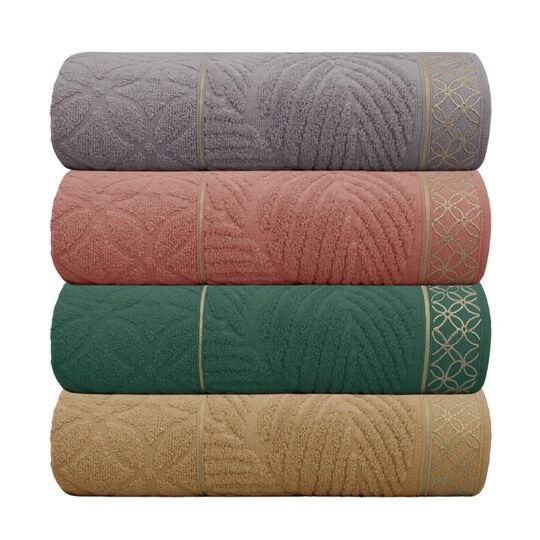 06 kit 4 toalhas de banho nativa appel 100 algodao gramatura 420g m