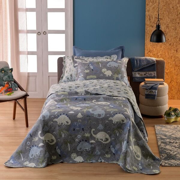 20 kit colcha cobre leito infantil com porta travesseiro casual kids appel