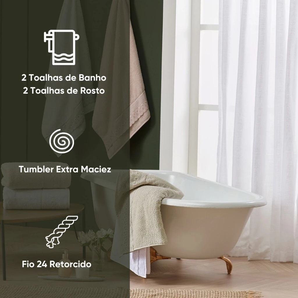 jogo de toalhas 4 pecas bordare appel