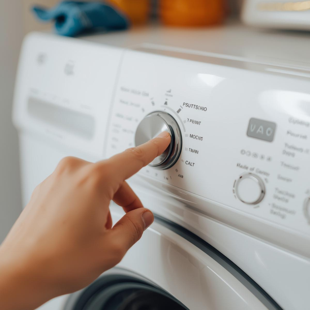 escolhendo ciclo de lavagem da maquina